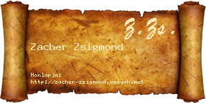 Zacher Zsigmond névjegykártya